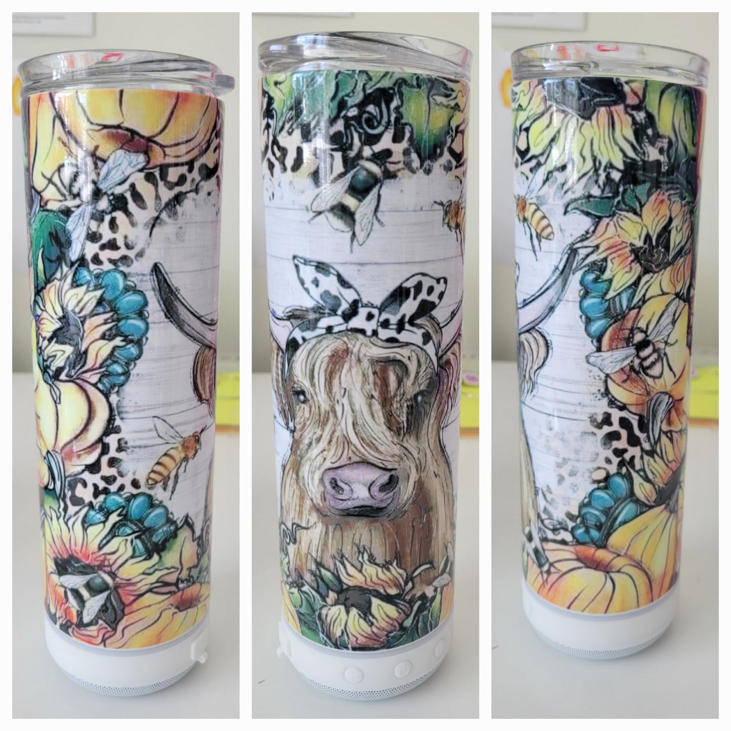 Highland Cow tumbler with speaker