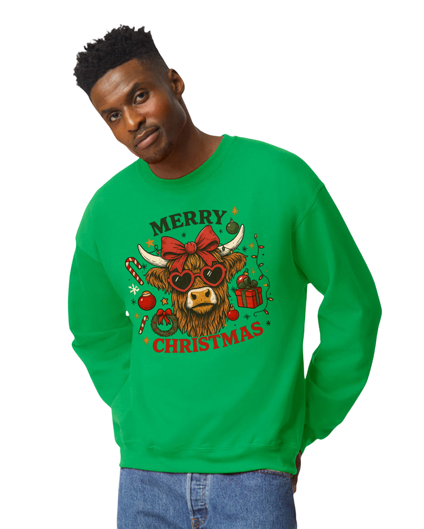 Highland Cow Merry Christmas Sweatshirt