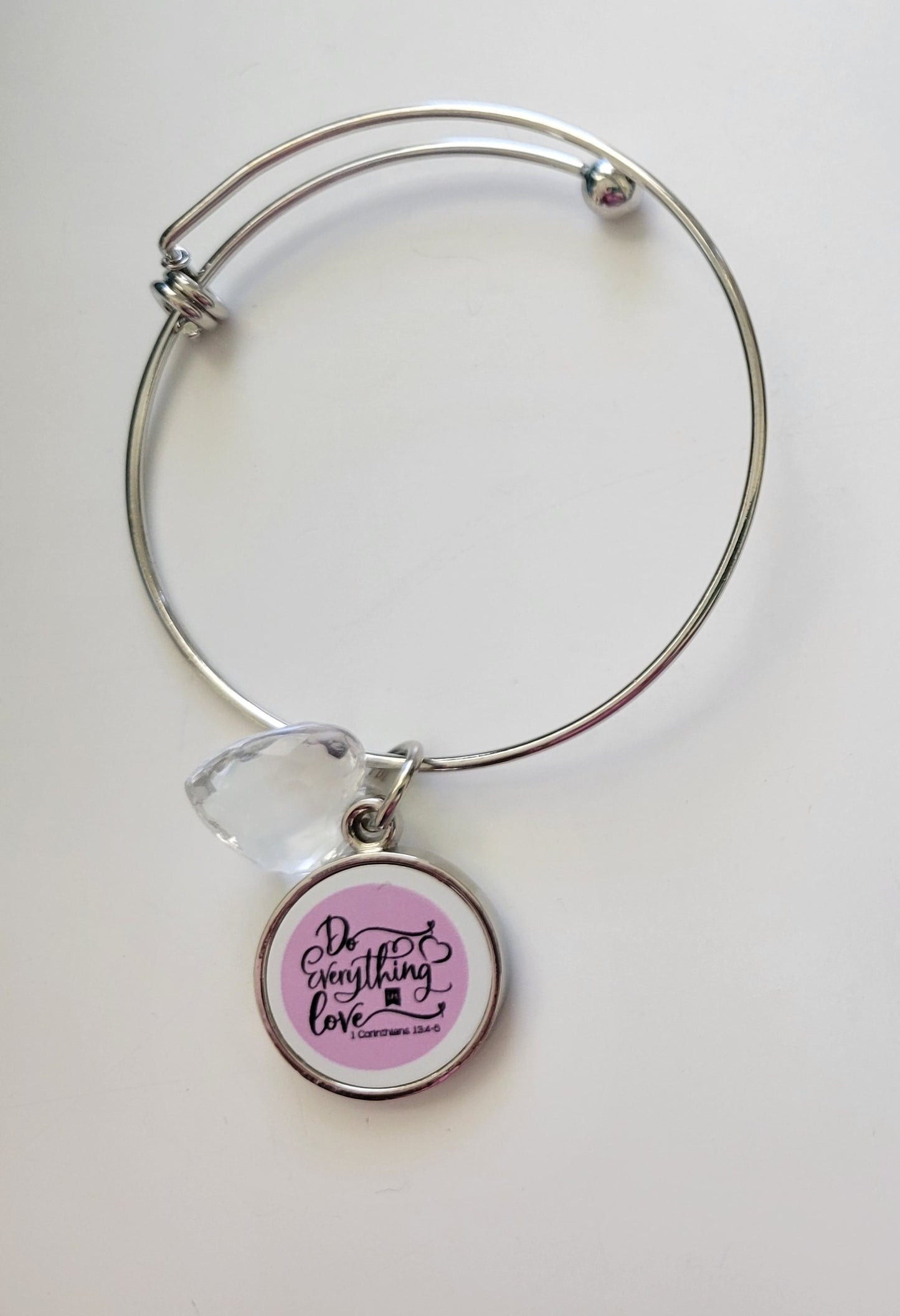 Bracelet with Heart Charm and Customizable Circle Charm